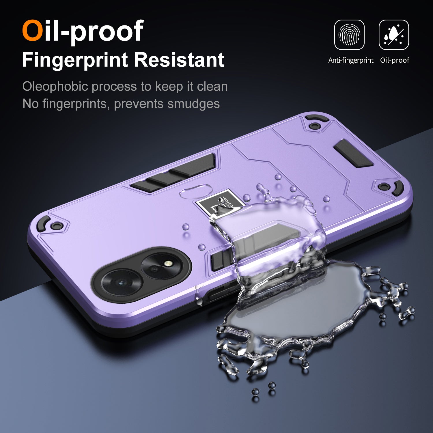For Oppo A38 4G / A18 4G PC+TPU Case Dual-Layer Design Drop Protection Phone Cover - Purple For Oppo A38 4G / A18 4G PC+TPU Case Dual-Layer Design Drop Protection Phone Cover - Purple